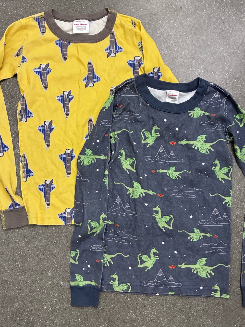 Hanna Andersson Boys Size 10 long sleeve pajama top‎ bundle Dragon Rocket